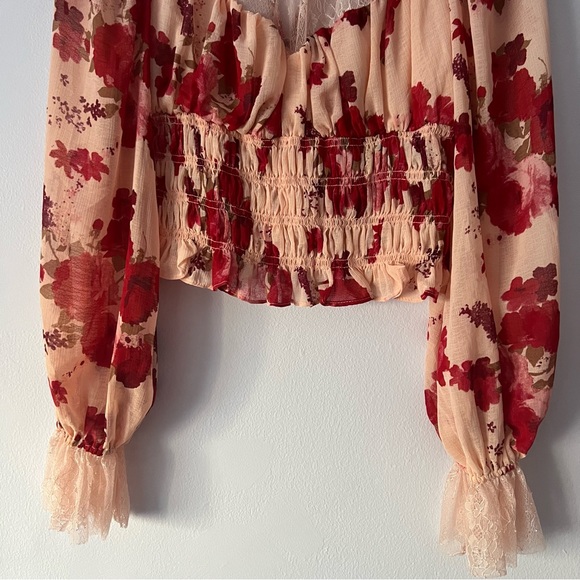 NWT Free People Daphne Cropped Smocked Romantic Blouse - Picture 6 of 15